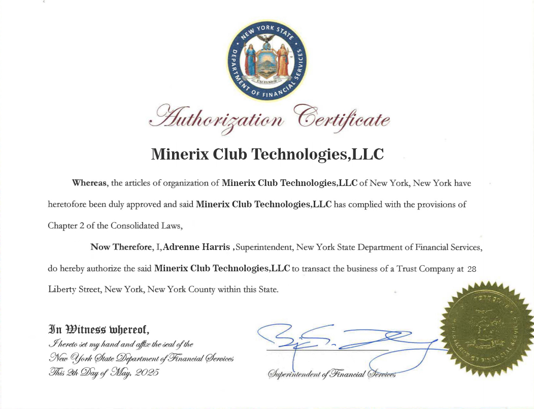 New York Authorization Certificate